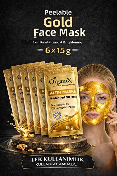 Organix قناع الذهب للاستخدام مرة واحدة - قناع الوجه القابل للتقشير لتجديد الب...