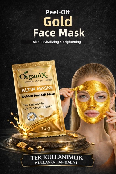 Organix قناع الذهب للاستخدام مرة واحدة - قناع الوجه القابل للتقشير لتجديد الب...