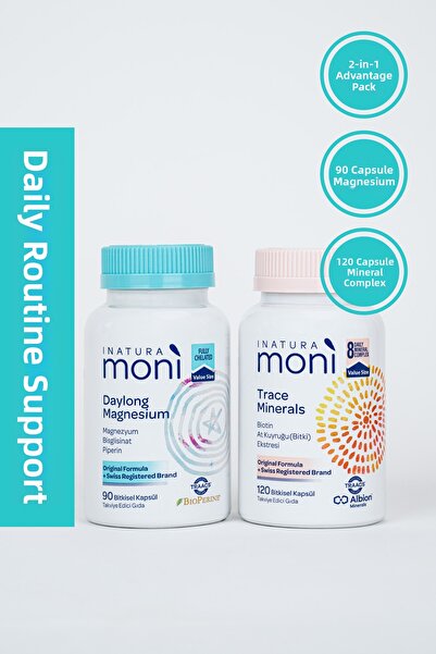 Inatura حزمة موني ديلي روتين سوبورت للدعم اليومي، مغنيسيوم 90 كيلو بايك و120 ...