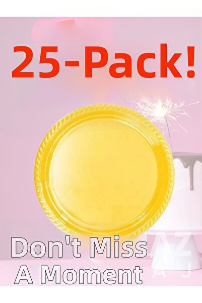 yorulmaz ambalaj 🟡   Rainbow Yellow Plastic Plates 25 Pieces – Vibrant Color...