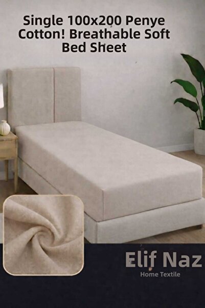 Elifnaz home tekstil Single Fitted Bed Sheet 100% Cotton