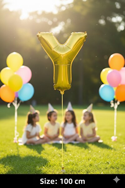 Deniz Party Store بالون فويل بحروف مقاس 40 بوصة 100 سم (Y) ذهبي ذهبي