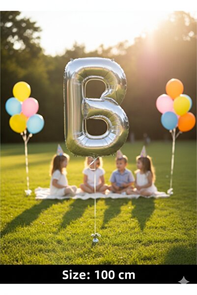 Deniz Party Store بالون فويل مقاس 40 بوصة 100 سم (ب) باللون الرمادي الفضي