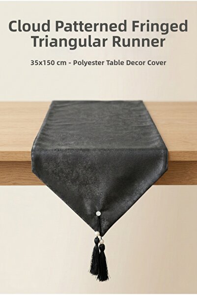 atak by atak home collection Μαύρο Τριγωνικό Τραπεζομάντιλο με Σχέδιο Σύννεφω...