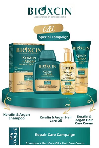 Bioxcin Keratin & Argan Repair Shampoo 300 ml + Keratin Argan Hair Care Oil +...
