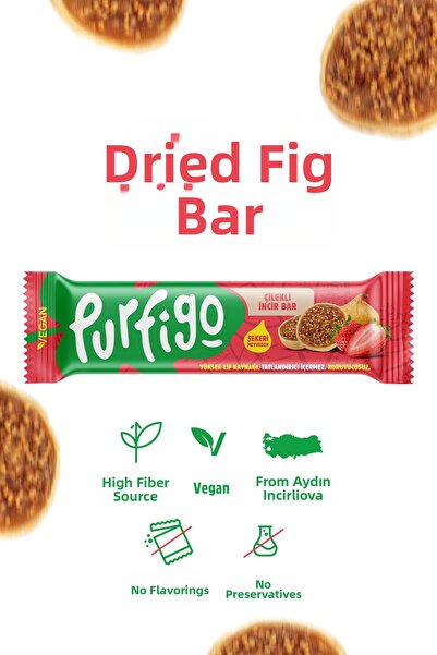 Purfigo شريط التوت والتين - 40 جرام - وجبة خفيفة صحية - نباتي