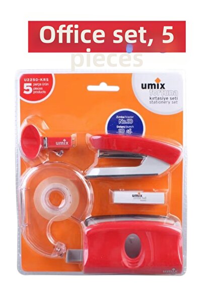 SEYFİKİRTASİYE Office desk supplies set stapler hole punch umix 5 piece