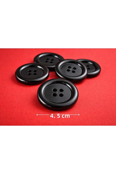 Beyna 4.5 cm Black Polyester Button - 1 Pack of 5 Pieces