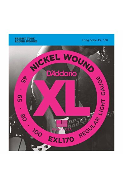 Daddario Exl170 Bass Guitar String Set, Xl, 45-100, Long Scale, Nickel