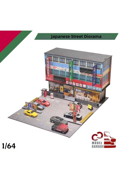 C&C Model Garage Japanese Street Diorama 1/64 Scale Diorama Mockup Model Vehi...