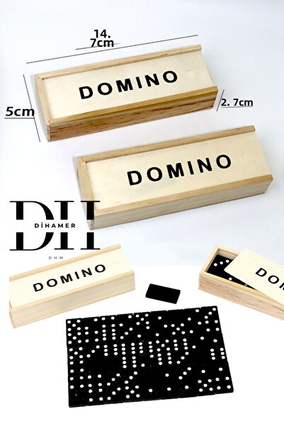 Dihamer Educational Wooden Boxed Domino Game for Adults and Children