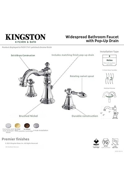 Nacario NrcrioShop FSC1972AL صنبور حوض كلاسيكي بريطاني بعرض 20 سم، نحاس مصقول...