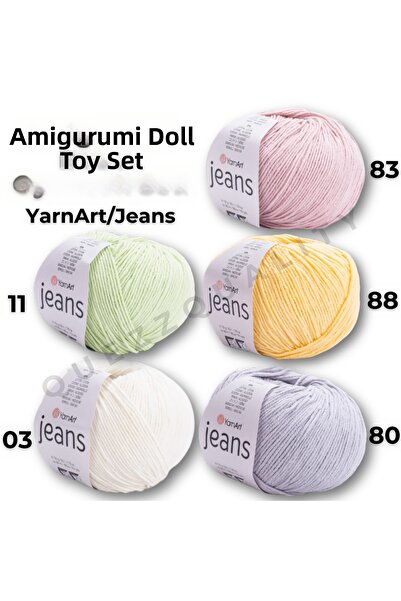Yarnart Amigurumi Doll Toy Set Jeans Hand Knitted Yarns 5-Piece Doll Set
