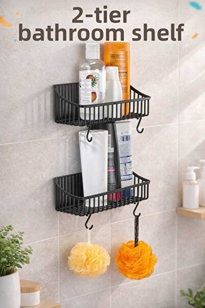 CELSEN HOME Bathroom Shelf Adhesive Bathroom Shelf, 2-Piece Bathroom Organize...