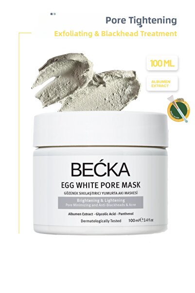BECKA قناع بياض البيض لشد المسام - قناع بياض البيض المضاد للرؤوس السوداء 100 مل