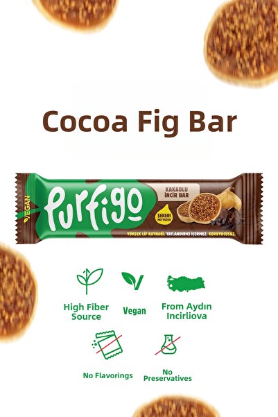 Purfigo ألواح التين بالكاكاو - 40 جرام - وجبة خفيفة صحية - نباتية