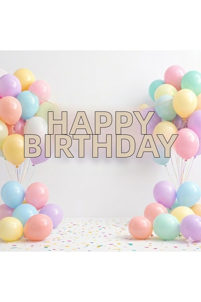 BALON DİYARI Προσαρμοσμένη διακόσμηση για πανό Happy Birthday με μπαλόνια, υψ...