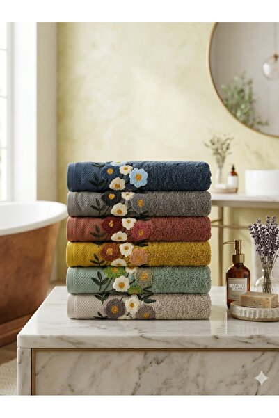 Vannes Home Colorful Punch Embroidered 100% Cotton 2-Piece Hand and Face Towe...