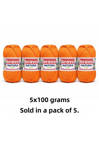 Bravo Natura Cotton Orange 702 Cotton Yarn 100Gr 200Mt Knitting Yarn Amigurum...
