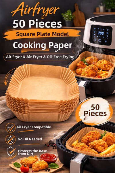 Anadolu Saray Airfryer 50 Pieces Square Plate Model Baking Paper | Air Fryer ...