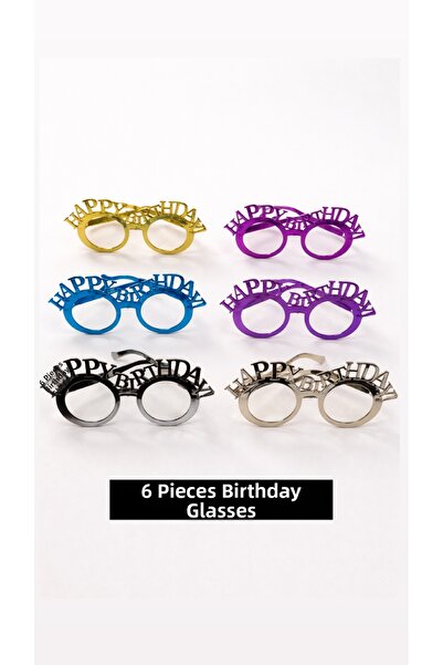 PARTİPORT Set de 6 ochelari de petrecere Happy Birthday – Ochelari colorați p...