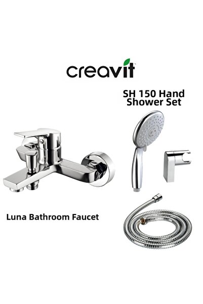 Creavit Luna Bathroom Faucet Ln2500 and Articulated Hand Shower Set 3F Sh150