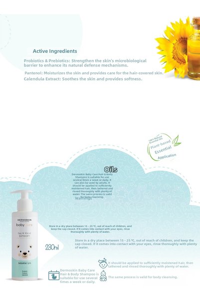 Dermoskin Herbal Baby Hair and Body Shampoo |   Probiotic Protection System 230 ml