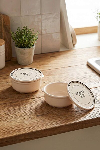 TRENDYOLMİLLA HOME طقم من 2 حاوية للإفطار والتخزين مع أغطية 10 سم و185 سم مكع...