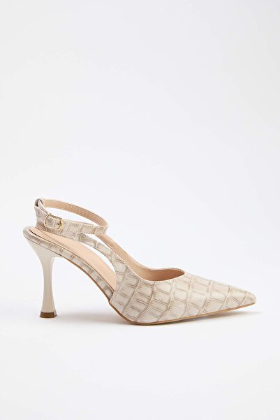 TRENDYOL SHOES Pantofi cu toc subțire de 9 cm pentru femei, cu model crocodil...