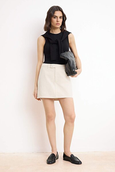 Trendyol Collection Πέτρινη Ψηλόμεση Μίνι Τζιν Φούστα-Σορτς TWOSS25SR00079