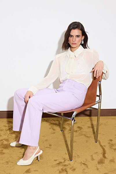 Trendyol Collection Limited Edition Lilac High Waist Straight Jeans Twoss26Je...