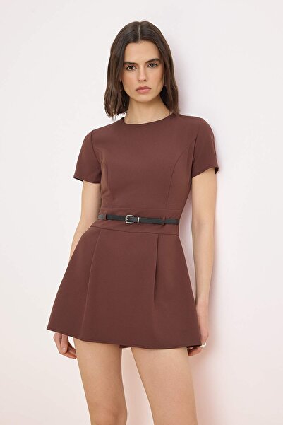 Trendyol Collection Smeđi kombinezon sa širokim nogavicama TWOSS24TU00049