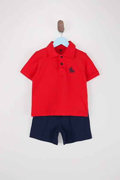 TRENDYOLKIDS Red Boy's Plain Pleteno Eid donji - gornji set TKDSS26AU00034