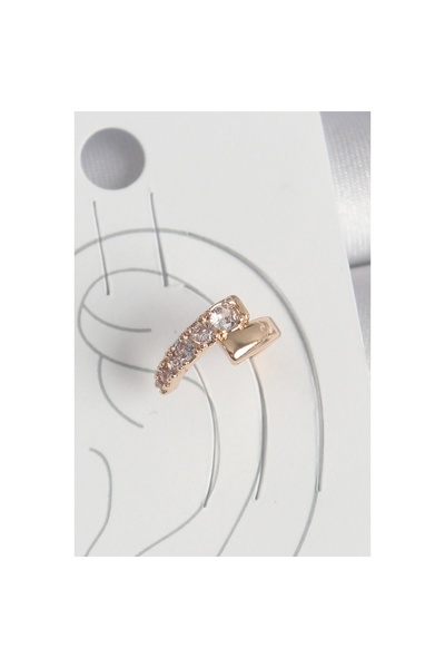 Clariss Brass Gold Color Zircon Stone Women's Cartilage Earrings