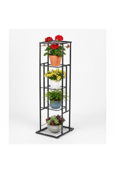 Zentrada Suport premium pentru flori si plante din metal negru, 5 niveluri, 9...