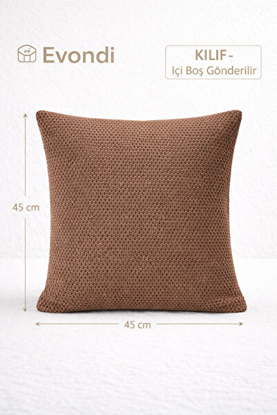 Evondi 45×45 Tan Textured Washable Fabric Throw Pillow Cover – 1 Piece