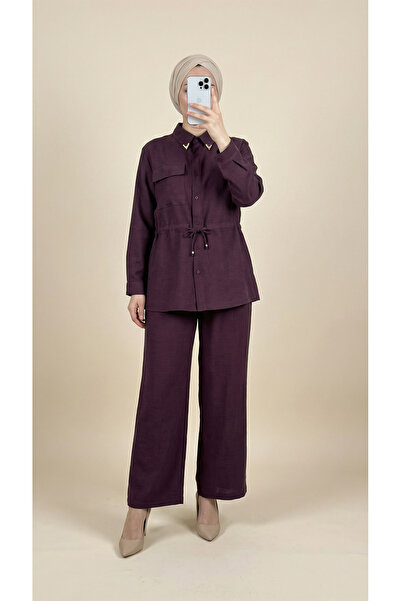 MİHRA STORE Σετ παντελονιού Aybüke με κεντημένο γιακά, μονή τσέπη και τούνισε...