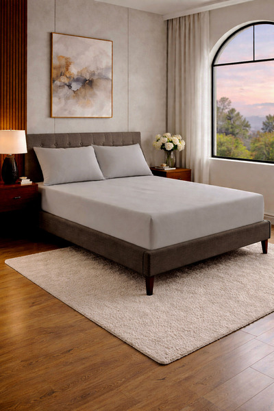 HOMENUP ملاءة مطاطية مقاس 180x200 من نسيج القطن (مع غطاء وسادة) حافة 30 سم