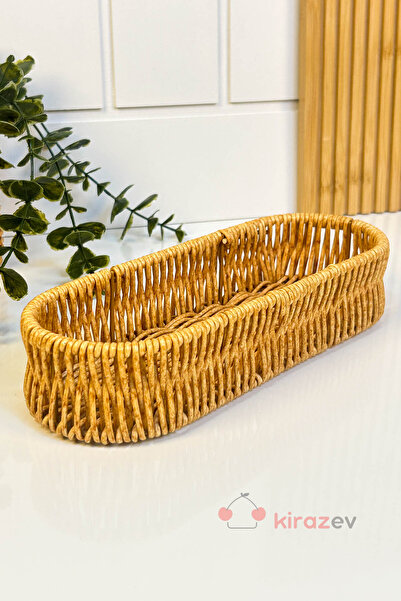 KirazEv Rattan Uzun Organizer Sepet 25×9 cm