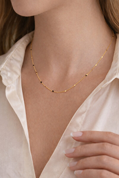 Sacce Scarves&Accessories Işıltılı İnce Zincir Kolye 45 cm Rose Gold