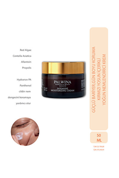 PALWINA Cosmetics Kırmızı Yosun İçerikli 72 Saat Etkili Nemlendirici Krem Hyd...