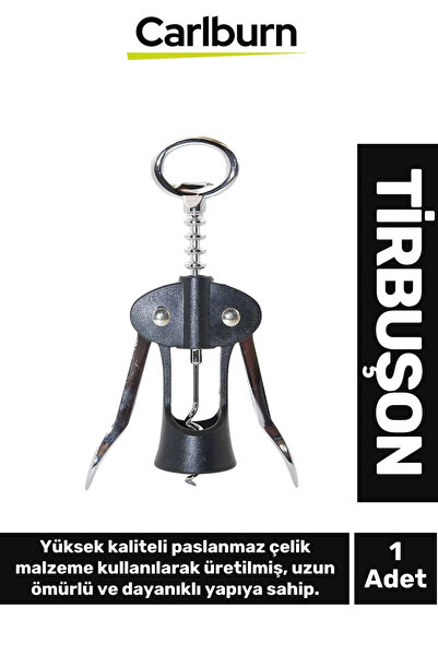 Carlburn Premium Paslanmaz Çelik Kararmaz Mantar Şarap Kapak Açıcı Şişe Tirbu...