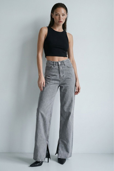 Madmext Сиви дамски дънки с висока талия MG1384