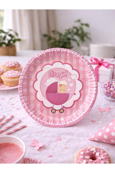 Parti Adresi Karton Tabak Kız Bebek 23 Cm 8'Li