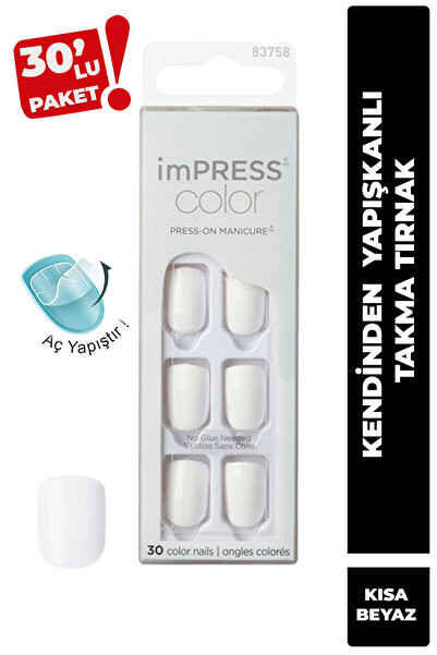 Impress Kendinden Yapışkanlı Takma Tırnak Kısa Beyaz