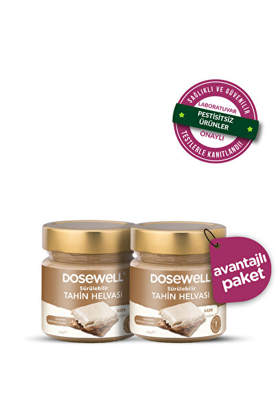 Dosewell Sürülebilir Tahin Helvası Sade 2’li Set – Rafine Şekersiz, Yerli Sus...