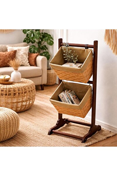 SPR ستاند خشب سلال خوص JARDO Wooden Stand with Wicker Baskets
