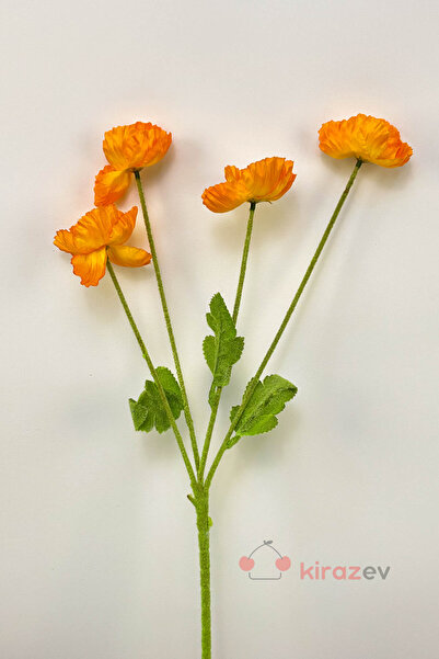 KirazEv Yapay Çiçek Gelincik Dalı 4lü 60 cm Turuncu
