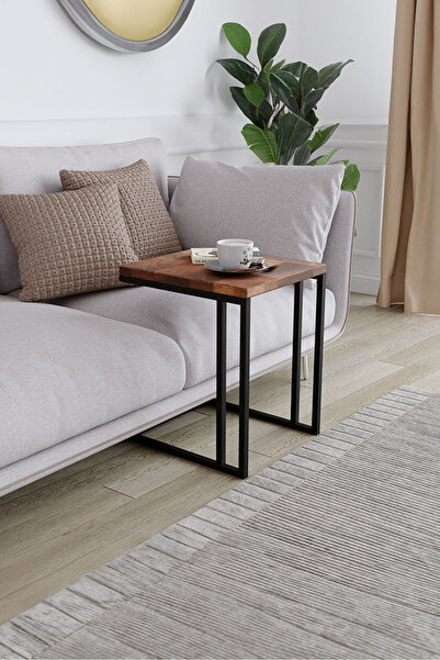 KIYMIK HOME 4004 Zigon Sehpa – %100 Gerçek Ağaç - Ceviz