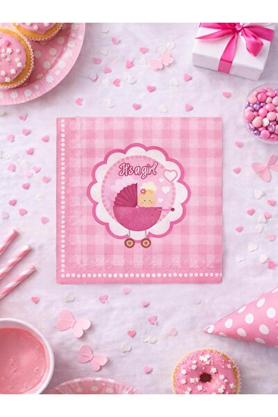 Parti Adresi Kız Bebek Baby Shower Konsept Kağıt Peçete 20'li